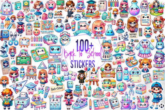 100 Cute Kawaii Back to School Stickers: A Versatile Resource for Creative Projects