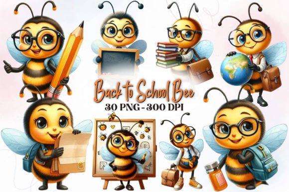 Back to School Bee Sublimation Clipart