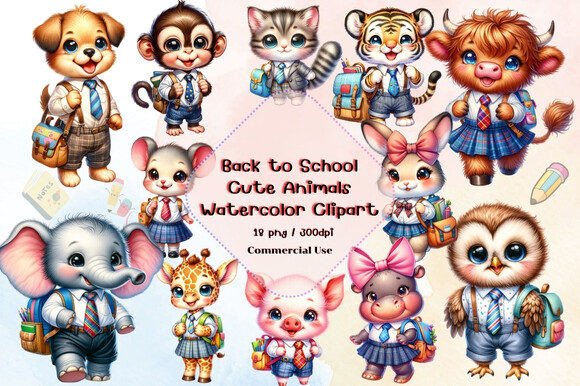 Back to School Cute Animals Clipart: A Fun and Functional Tool for Educators and Creators