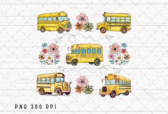 School Bus Back to School Flowers PNG: A Creative Asset for Designers and Entrepreneurs